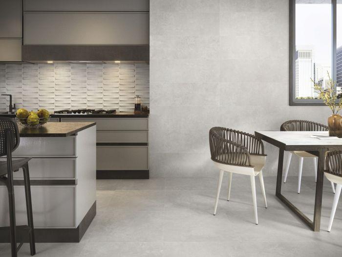 Wandtegel Maku Grey 25x75 Wandtegel Groove Titanio 33,3x100 rett