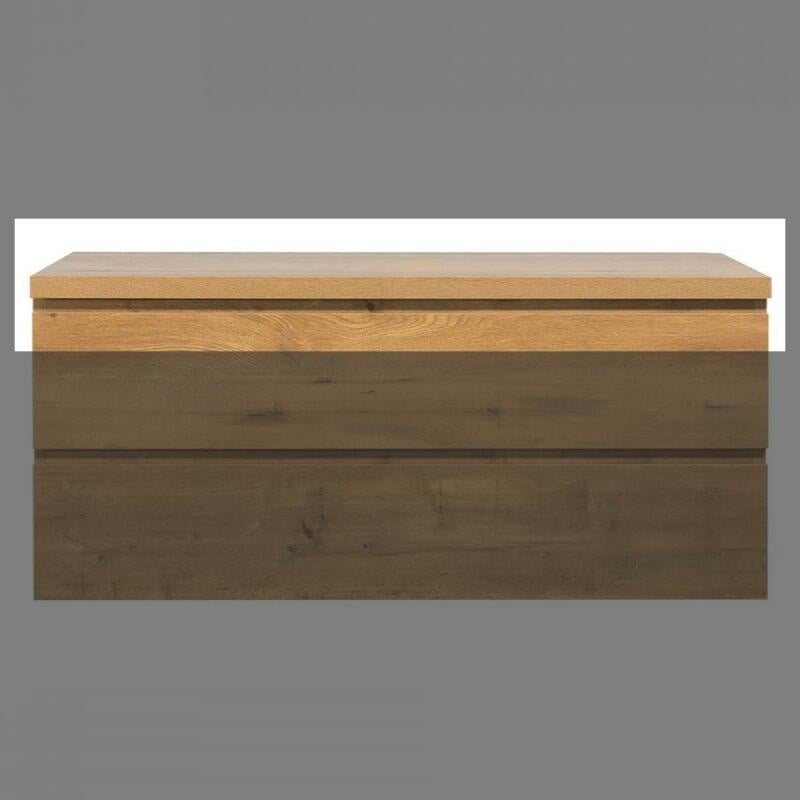 Badkamermeubel Tieme in mat eiken 120x50x48cm met topblad Badkamermeubel Tieme in mat eiken 120x50x48cm met topblad