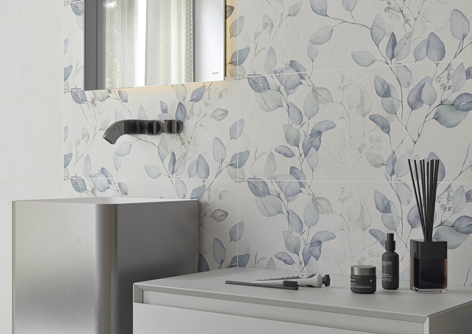 Wandtegel Alure White Caudalie decor 30x75 rett Wandtegel Alure White Caudalie decor 30x75 rett
