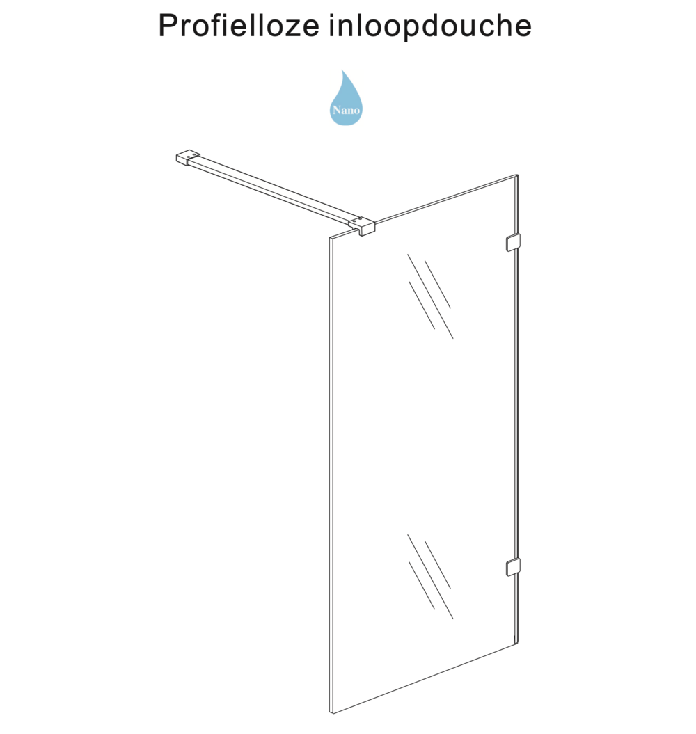 Less inloopdouche 50 x 200 cm Nano helder glas/chroom Wiesbaden Less inloopdouche 70 x 200 cm Nano helder glas/chroom Wiesbaden