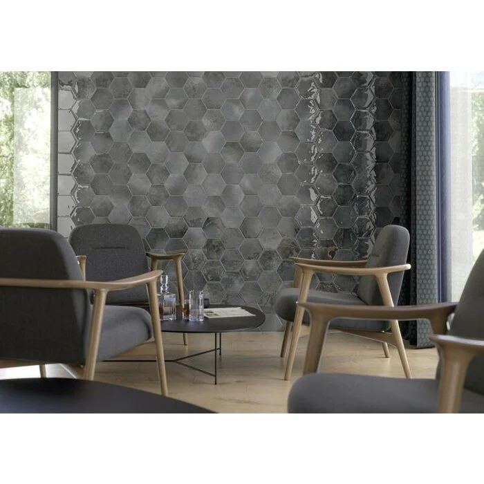 Hexagon Moon Grey glans 16x18 Hexagon Moon Grey glans 16x18