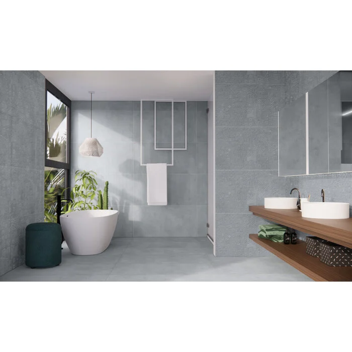 Beton Cire Bercy Blu decor wandtegel 60x120 rett Beton Cire Bercy Blu decor wandtegel 60x120 rett