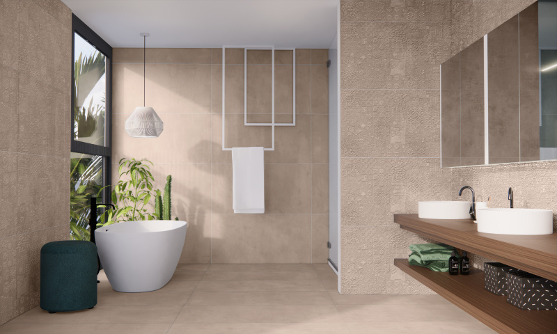 Beton Cire Bercy Terra decor wandtegel 60x120 rett Beton Cire Bercy Terra decor wandtegel 60x120 rett